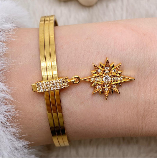 Kutup Yıldızlı Çelik Gold Renk Ajda Charm