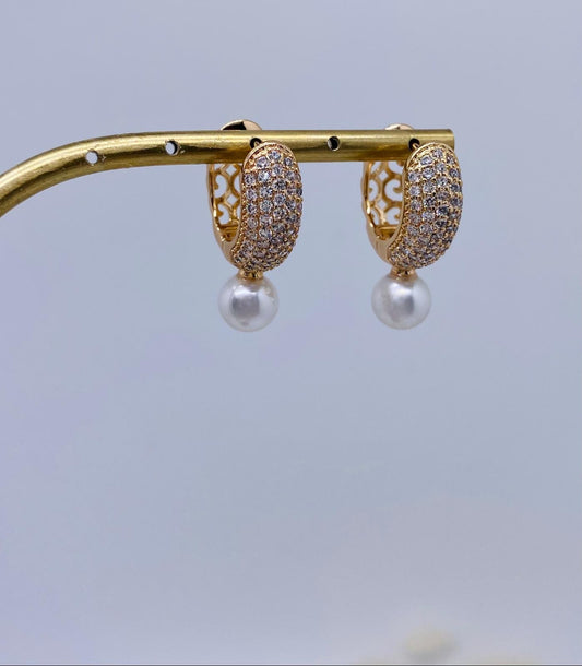 XUPING Zirkon Taşlı İncili Gold Renk Küpe