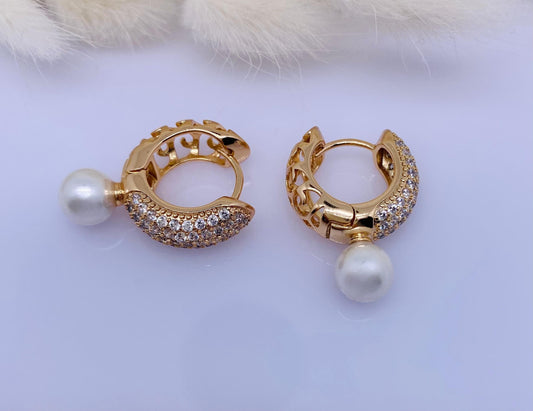 XUPING Zirkon Taşlı İncili Gold Renk Küpe