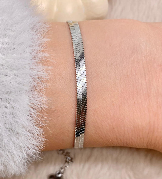 İtalyan Silver Renk Çelik Bileklik