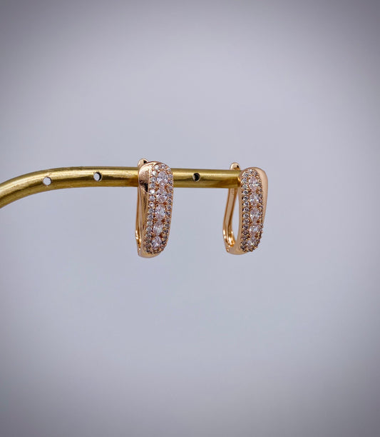 XUPING Zirkon Taşlı Oval Model Gold Renk Küpe