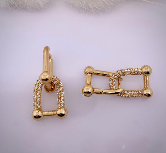 Tiffany Model Zirkon Taşlı Gold Renk Çelik Küpe