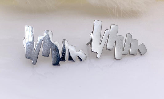 Çelik Silver Renk Zigzag Figürlü Küpe